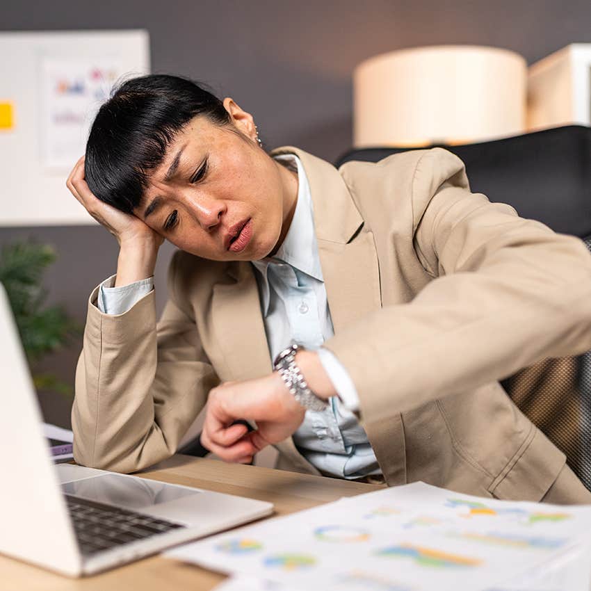 low iq woman looking stressed frustrated at having to plan