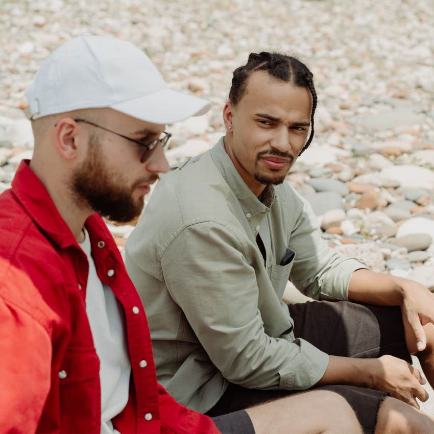 Resentful man telling his friend "must be nice" after he shared good news