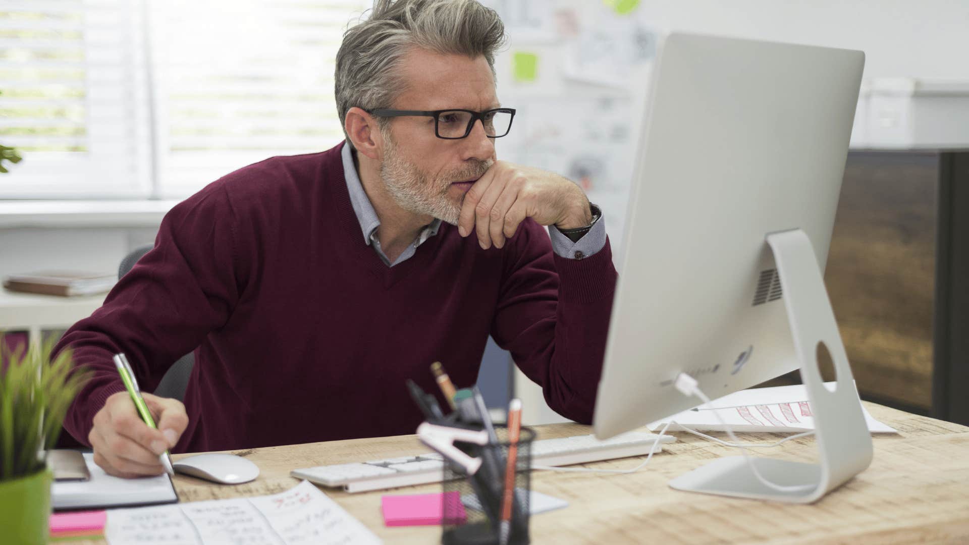 man doing everything he can to stay productive