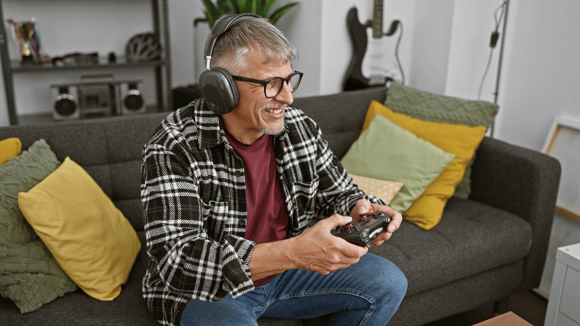 man trying to escape reality through gaming