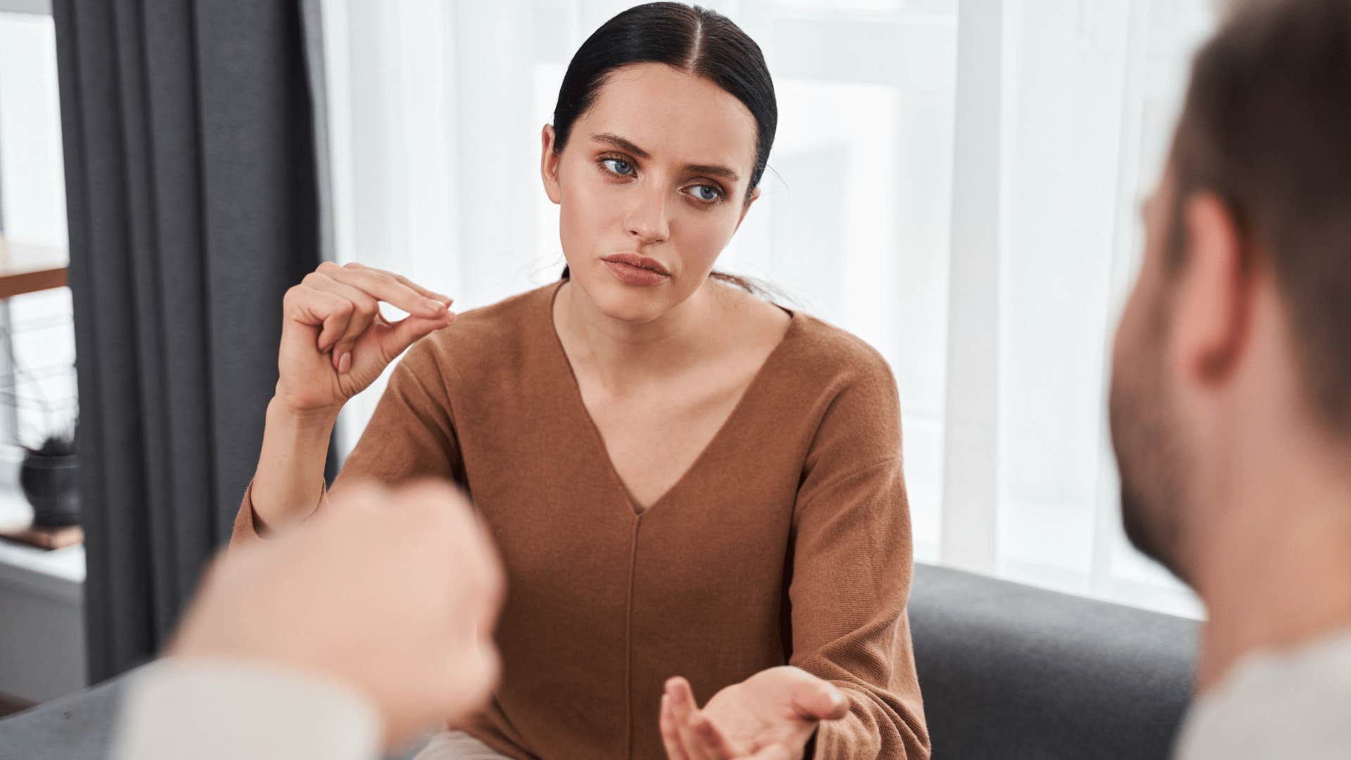 mentally strong woman not giving into peer pressure from man
