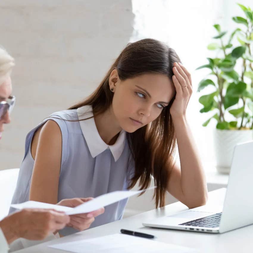 unprofessional Gen Z employee rolling her eyes at work