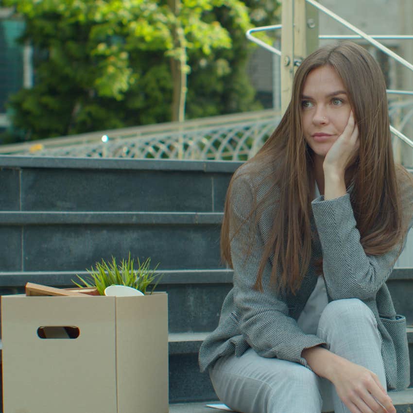 upset millennial woman who was just let go from her job due to AI