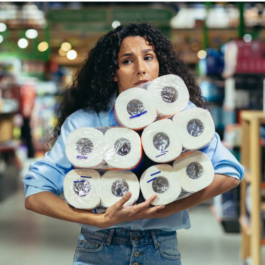 woman trying to be financially responsible by buying in bulk