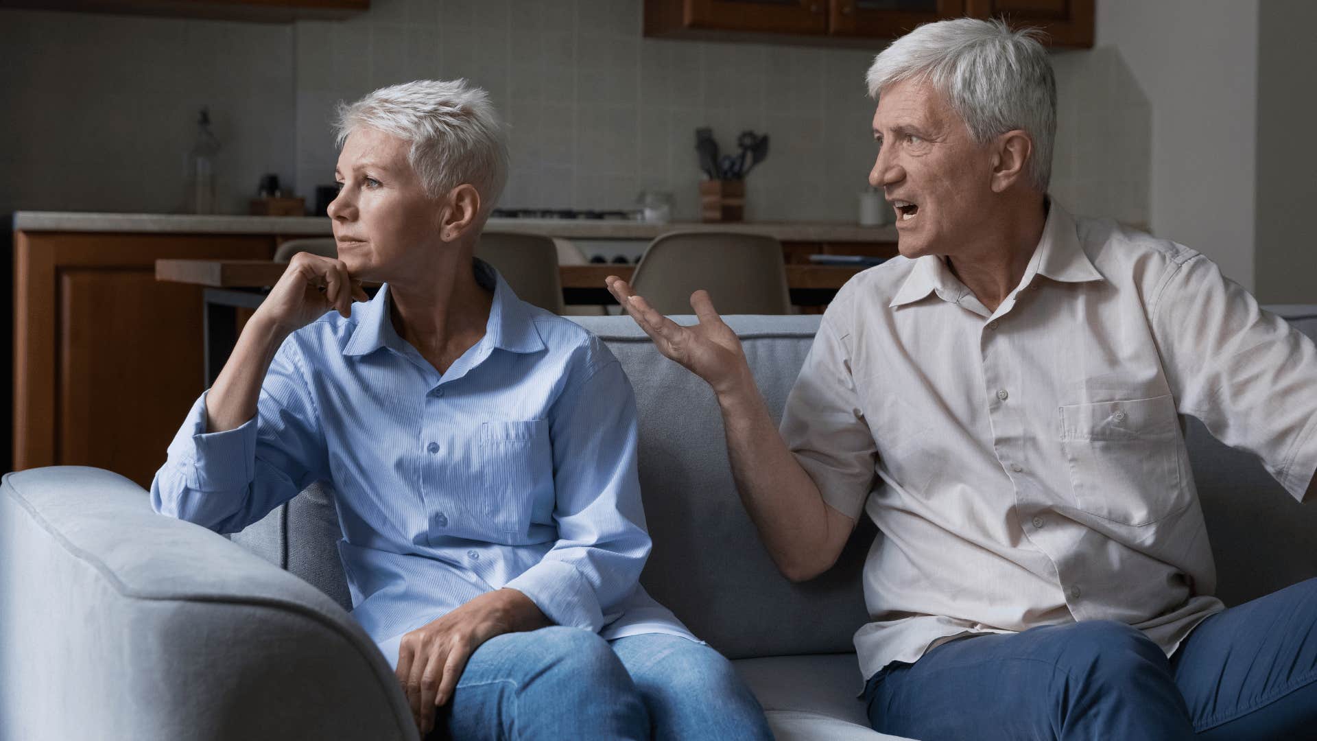 man arguing with woman feeling entitled in his age