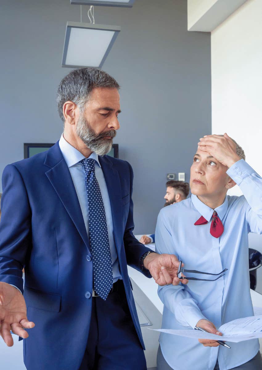 nervous employee afraid to speak up to superior