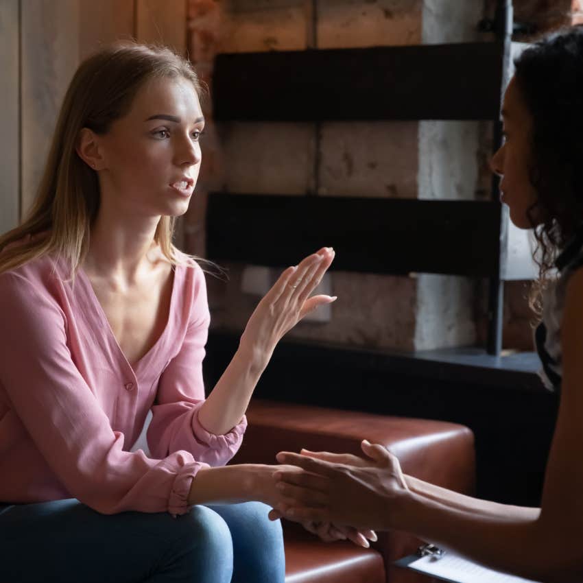 woman who is easy to control apologizing to friend for everything
