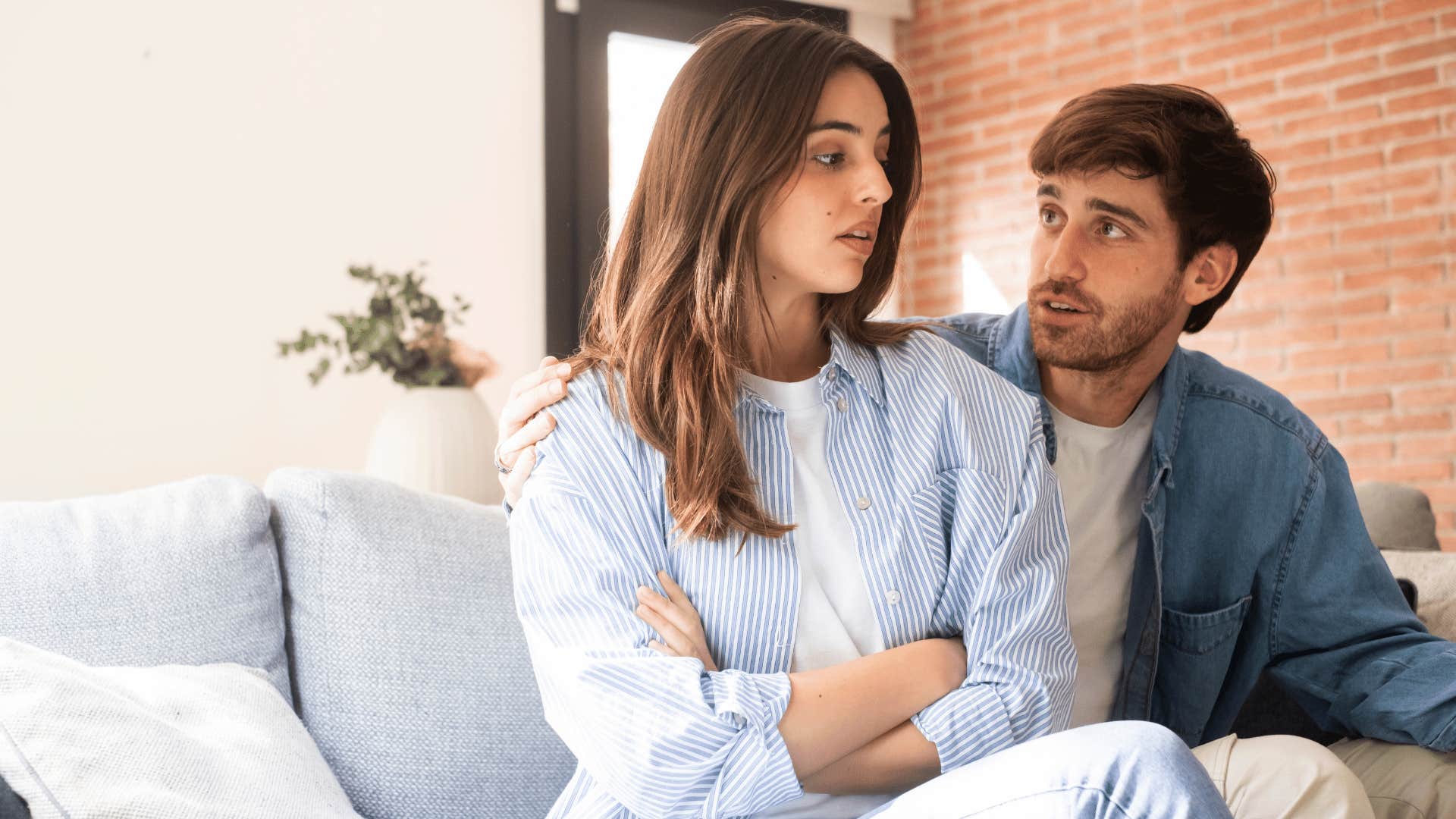 woman reacting coldly to partner during conflict 