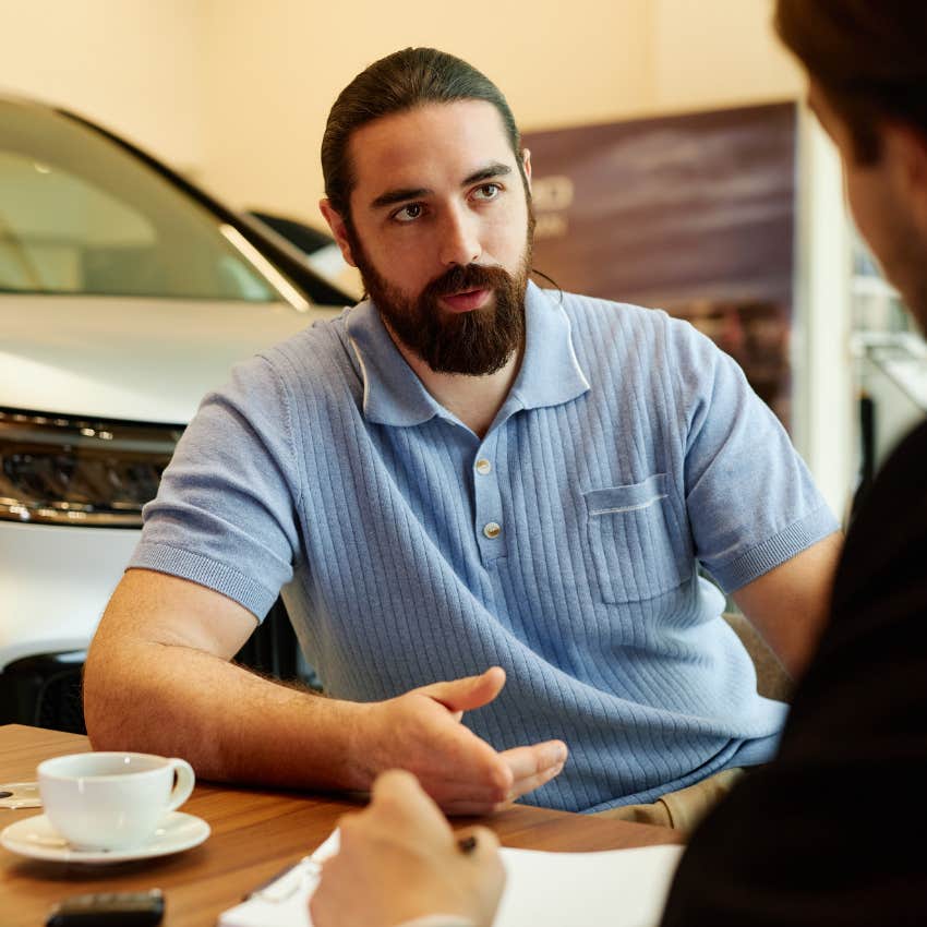 man asking colleague what does that mean after feeling bored during a conversation