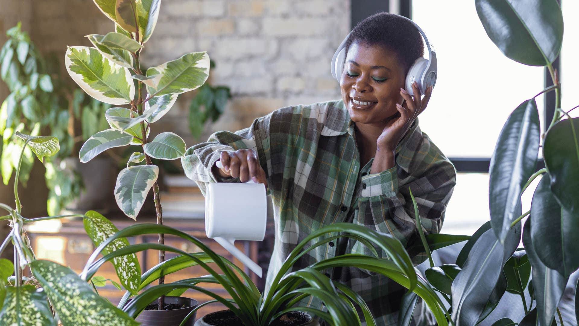woman immersing herself into gardening for hours
