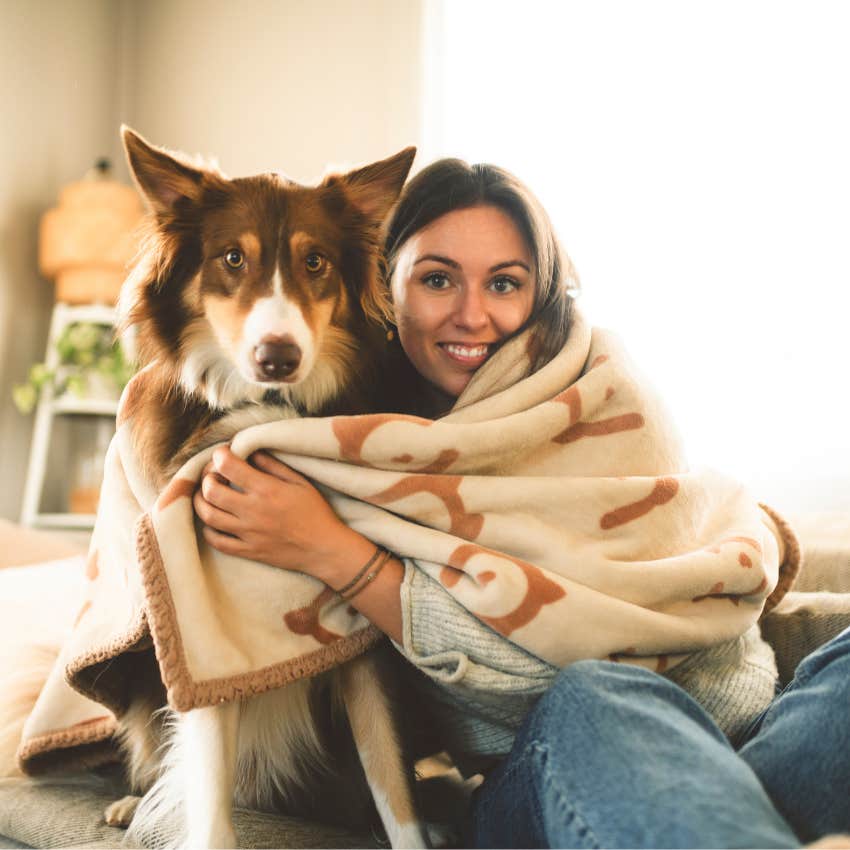 High-IQ woman who needs balance sitting with a blanket at home.