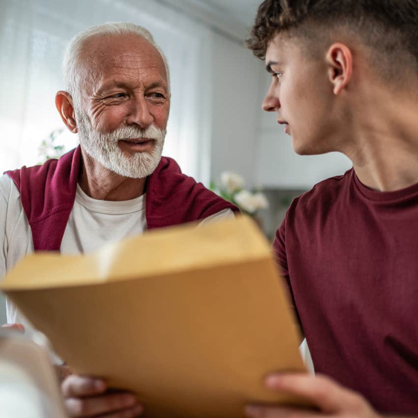 grandfather telling teen grandson make do with what you got