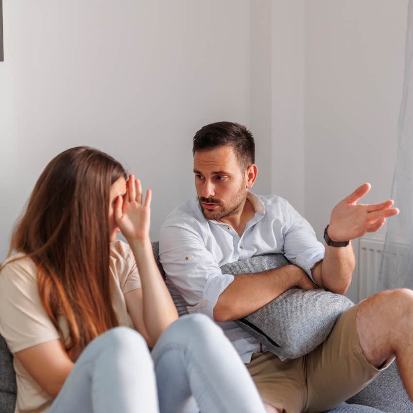 man with zero compassion telling girlfriend to just let it go
