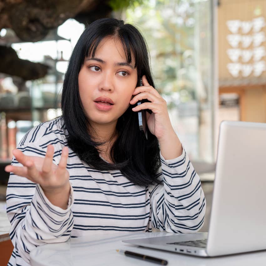 woman who can't be honest saying she can't explain because it's a long story