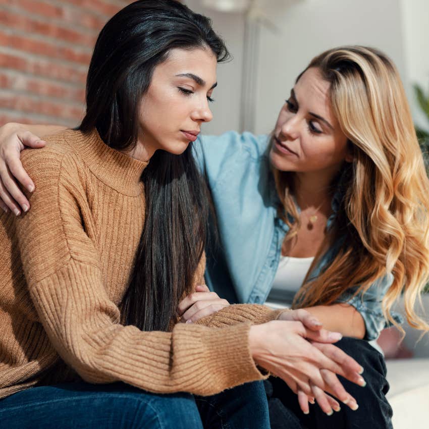 rude woman saying you can do better to her upset friend