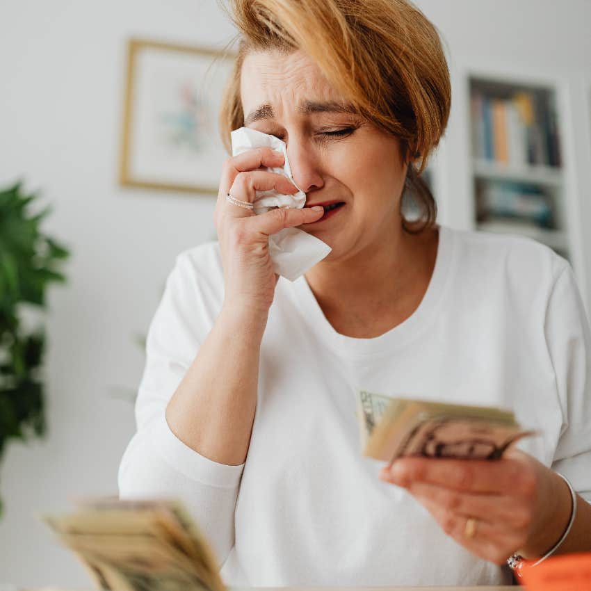 woman who can barely get by with the money she has