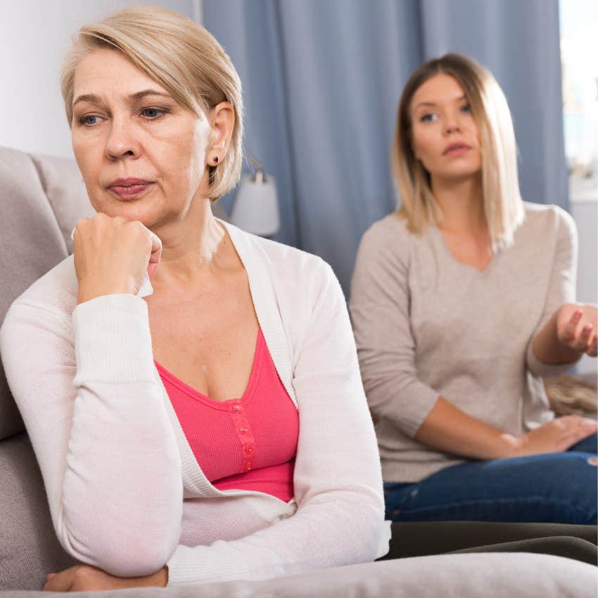 mom arguing with her adult daughter about money