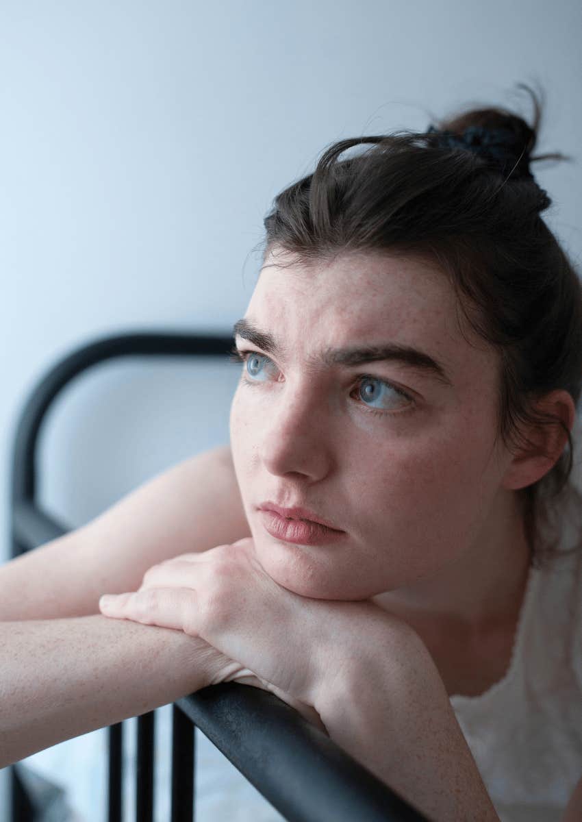 serious woman with a faraway look