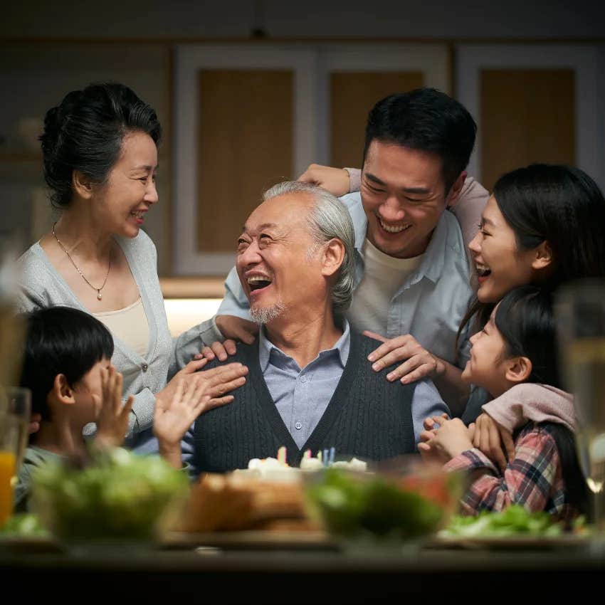 compassionate grandparents showing kindness and love to entire family