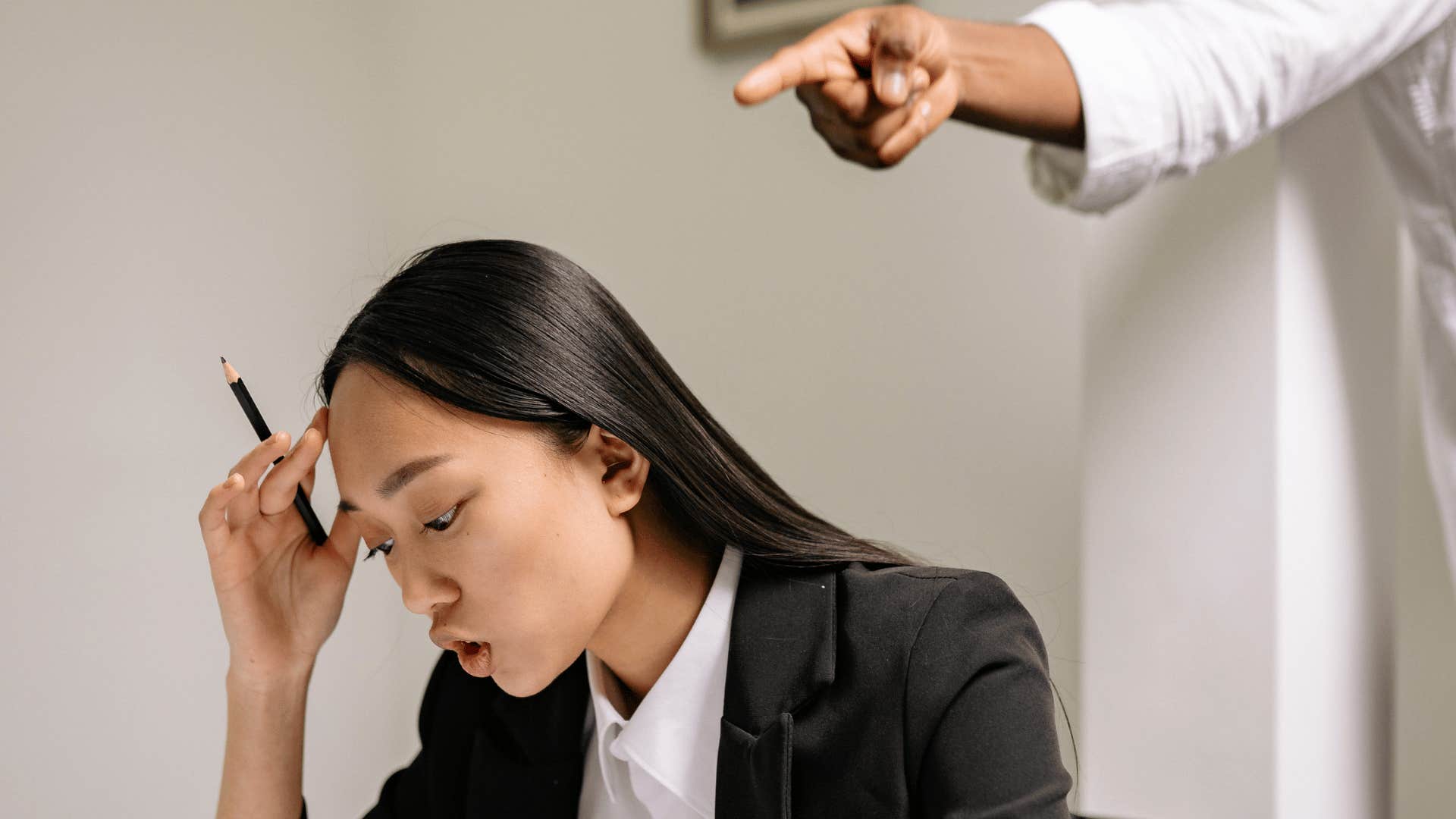 woman avoiding her partner to not take accountability