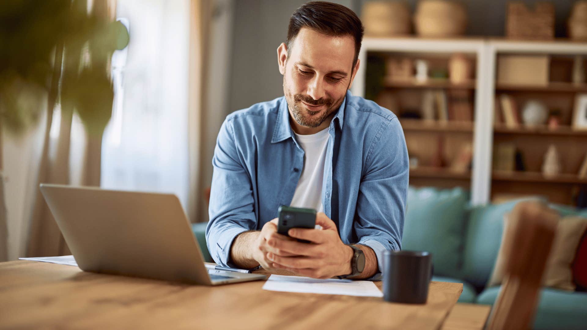 man looking at his phone saying i saw it on social media