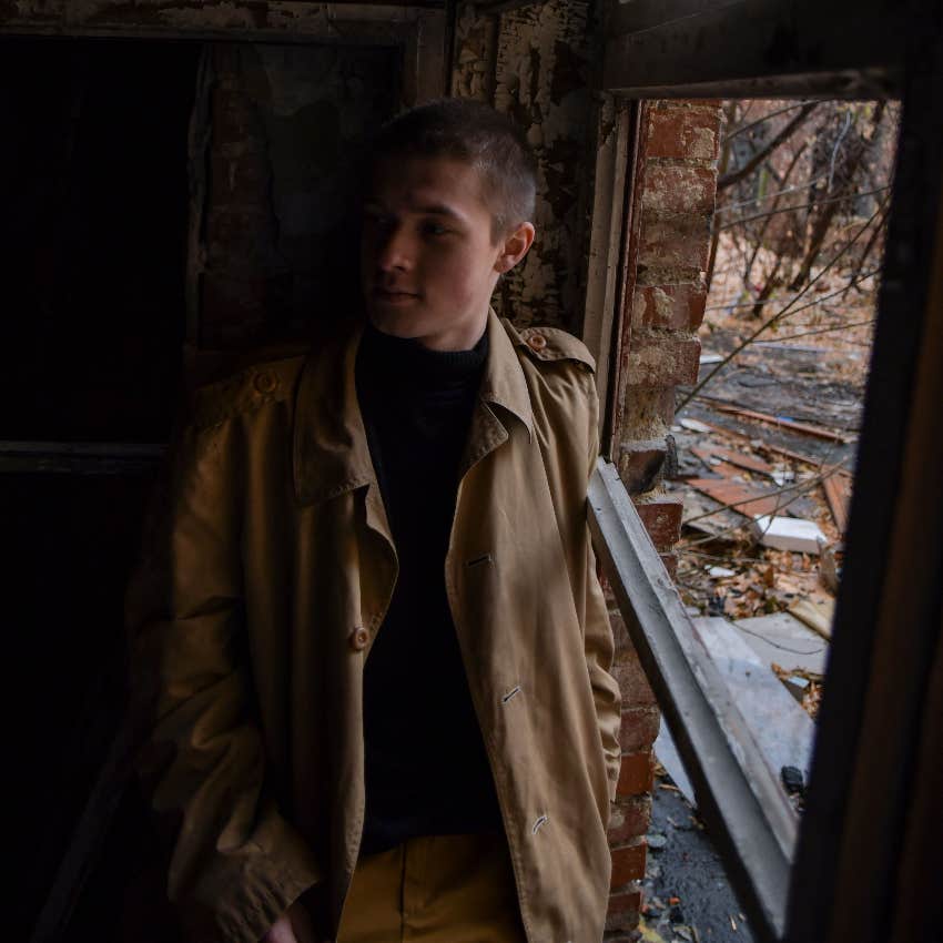 squatter in the abandoned building he lives in