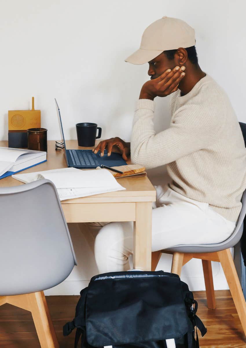 stressed man on a job search