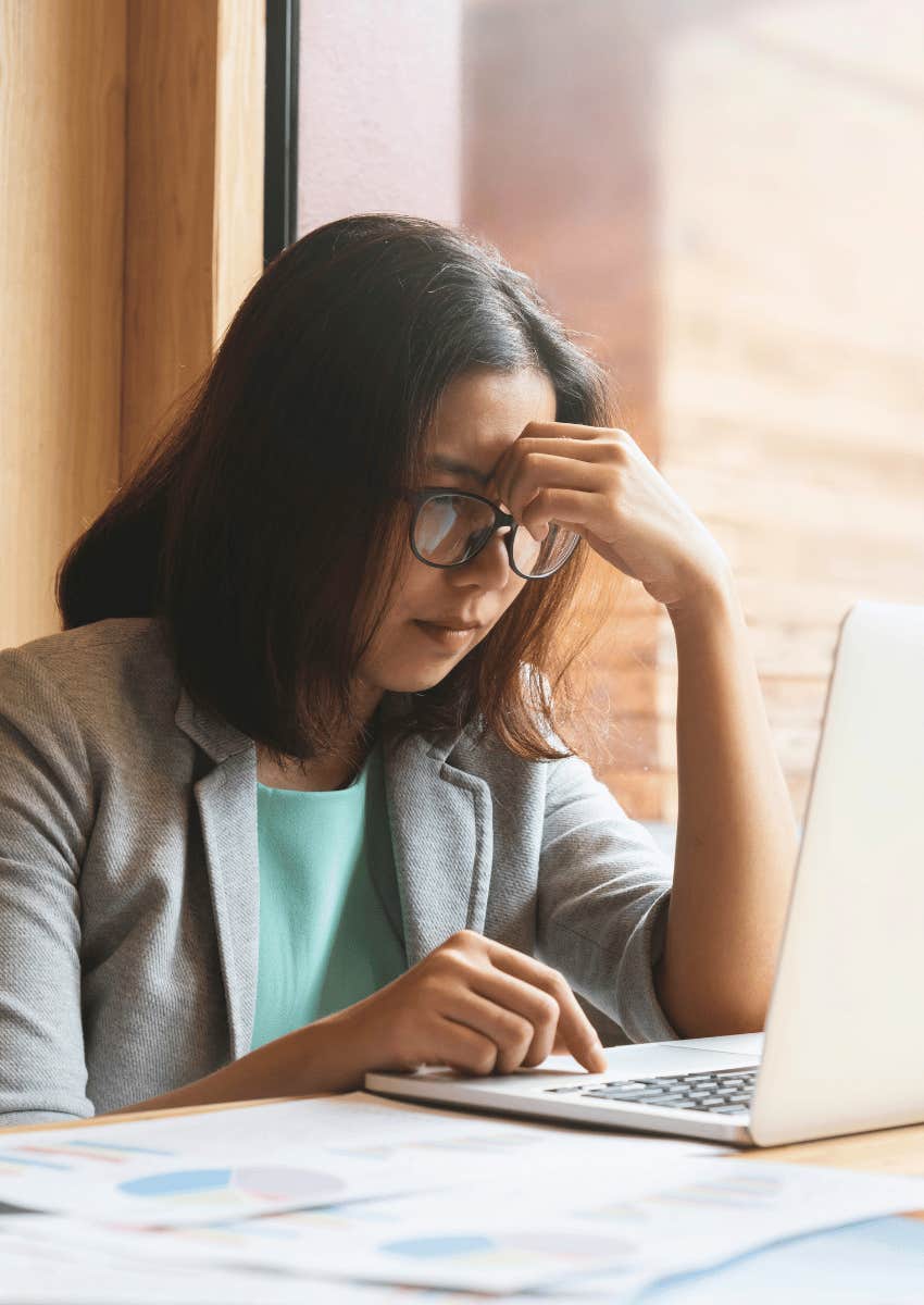 stressed young woman on a job search