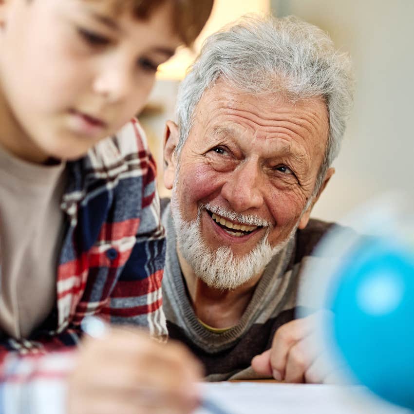 super involved grandfather encouraging his grandchild in school