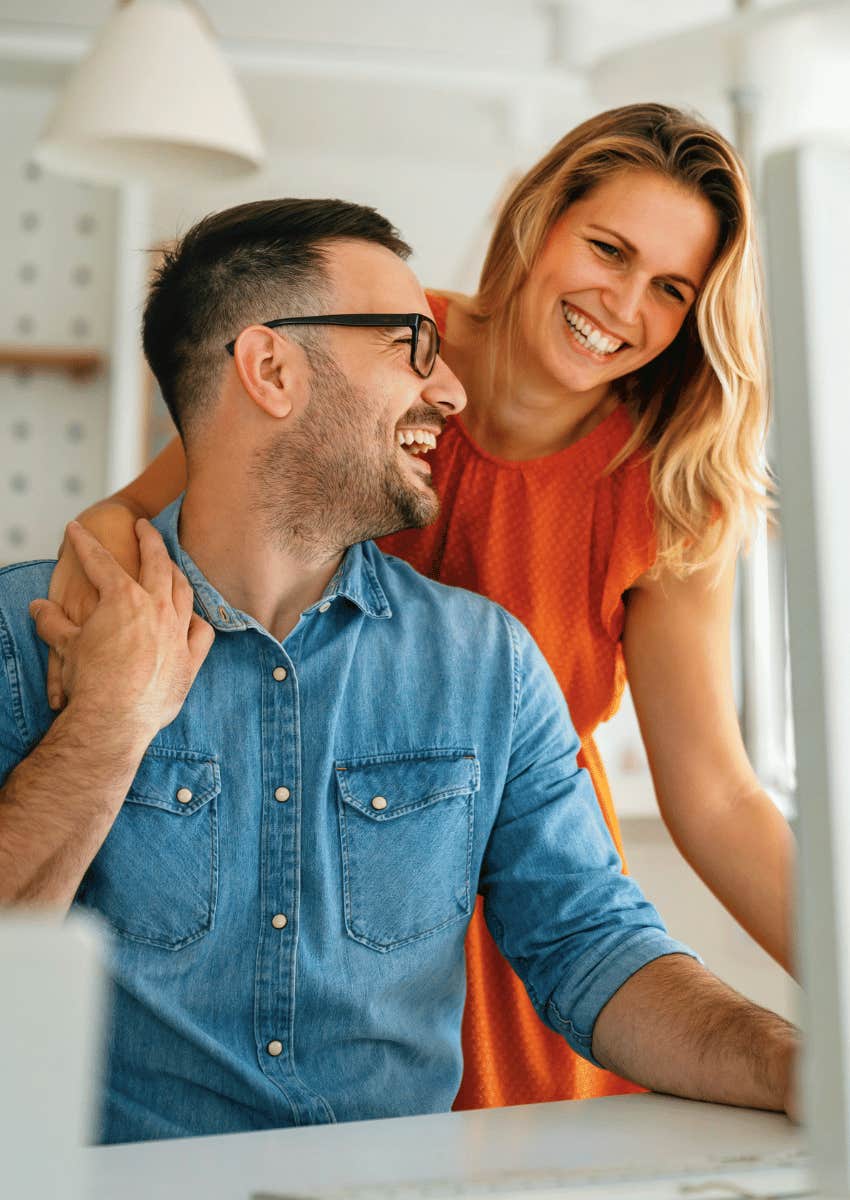 supportive couple working together