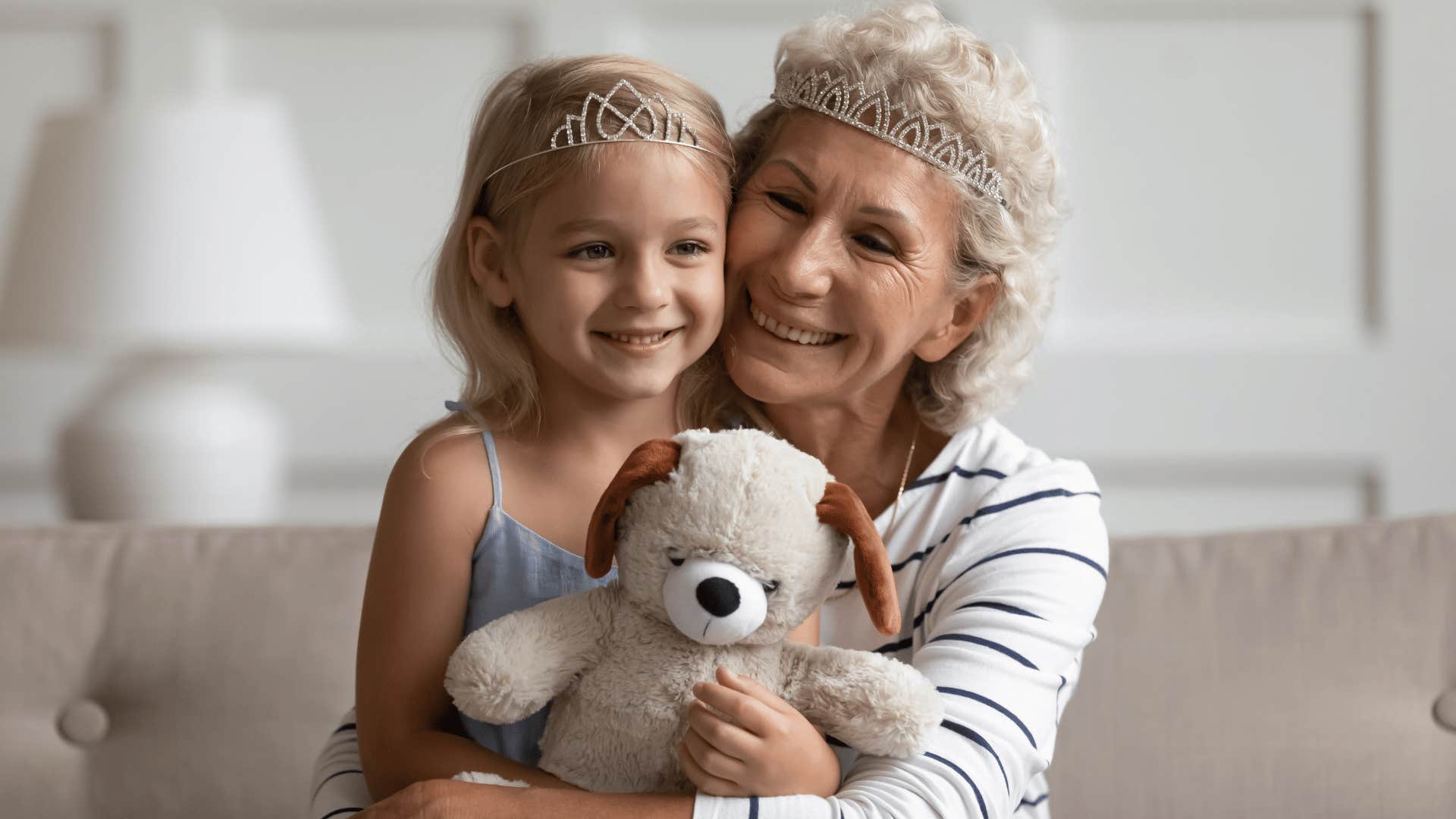 Grandma with girl whose great parents never forced her to share