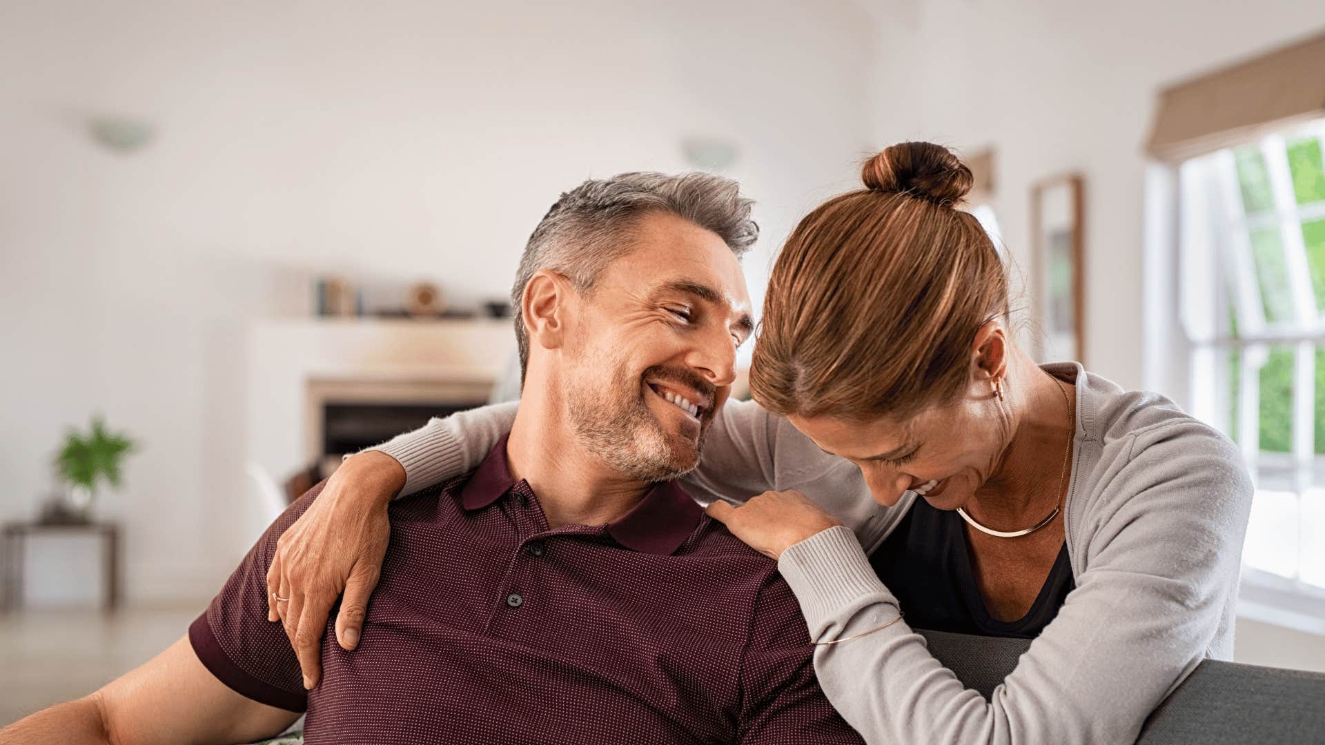 couple laughing about an exaggeration