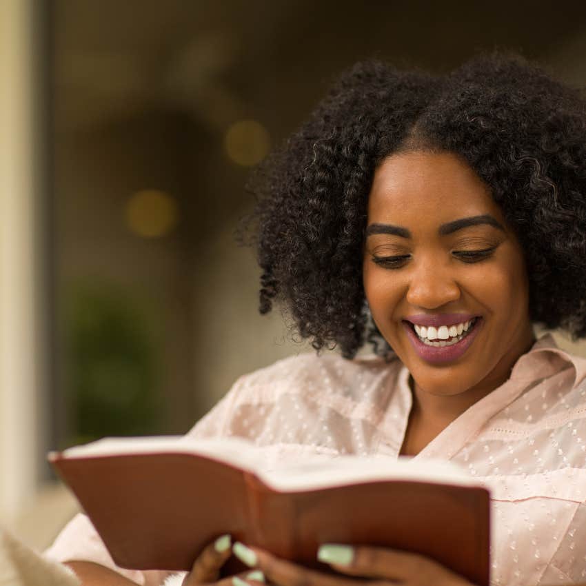 deep thinking woman reading for fun