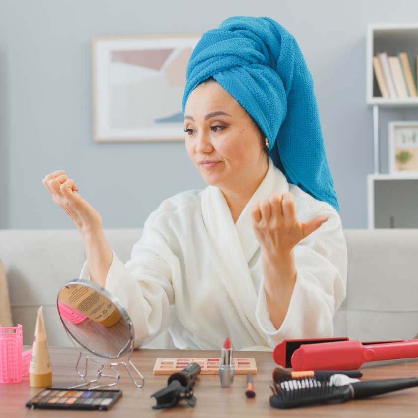 smart woman who refuses to spend money on cosmetic services because she'd rather be retired