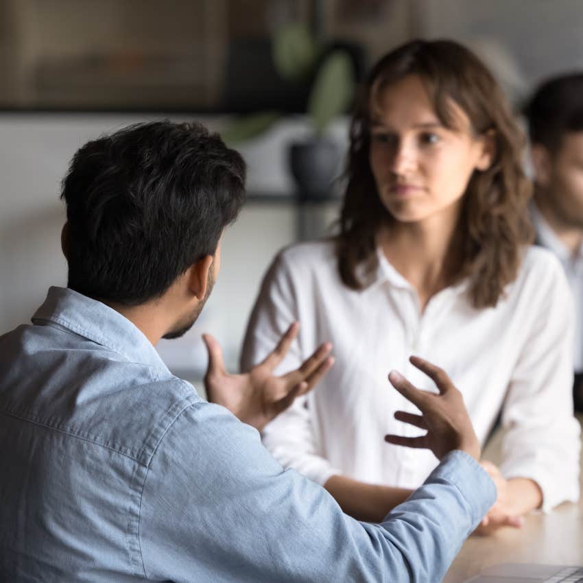 brilliant man explaining something to his colleague without using big words