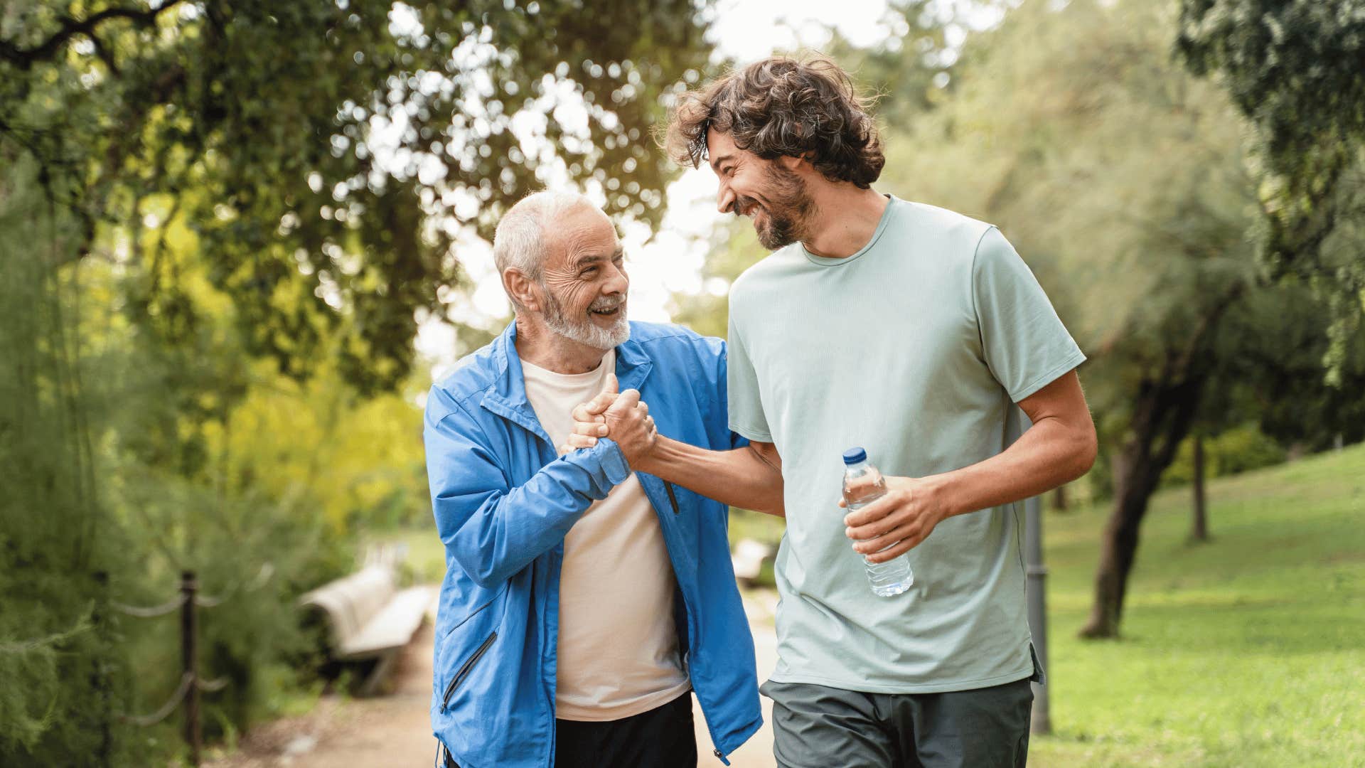 man raised in the 70s showing respect to his aging dad