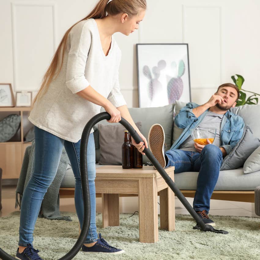 wife doing chores her husband refuses to do