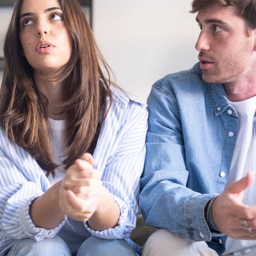 Woman who cannot be trusted telling her boyfriend it's not a big deal
