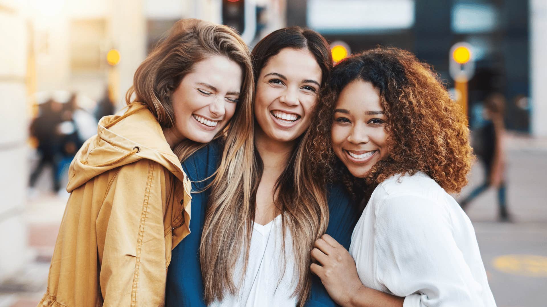 confident woman feeling silly with her friends