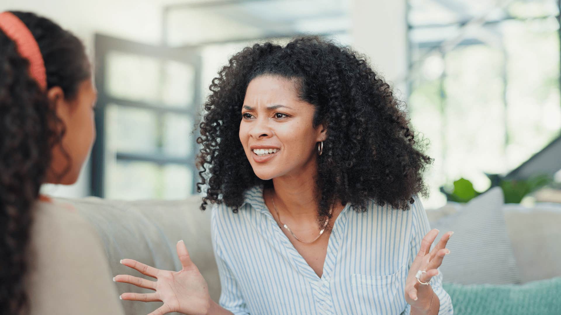 woman who doesnt care what others think telling friend she won't tolerate disrespect