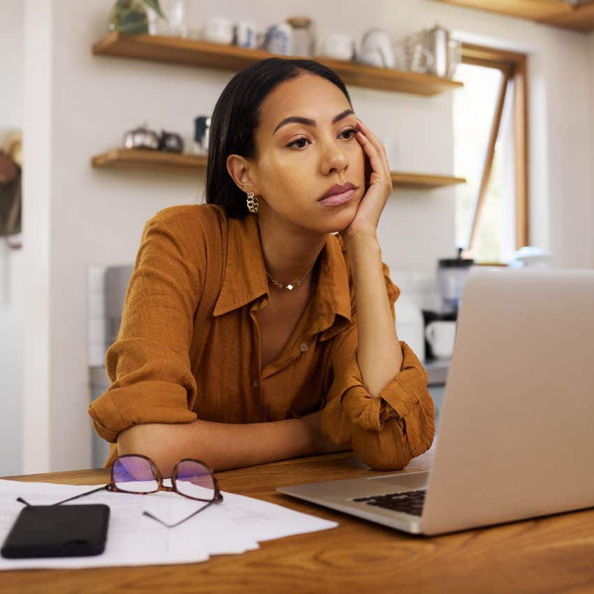 woman miserable at her job feeling stuck in a monotonous routine