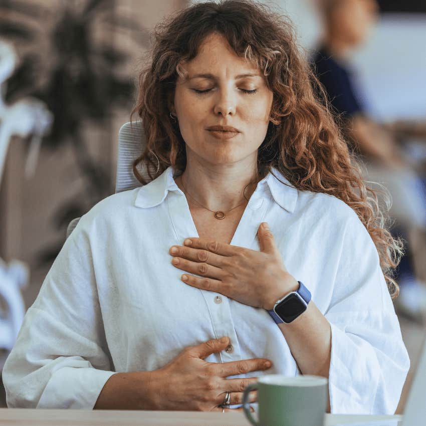 woman deep in thought breathing while saying it's just unfamiliar