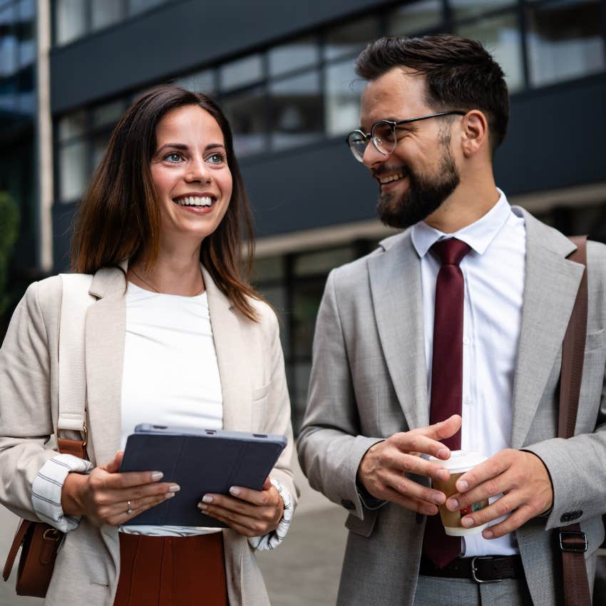 man asking stranger colleague what do you love about that