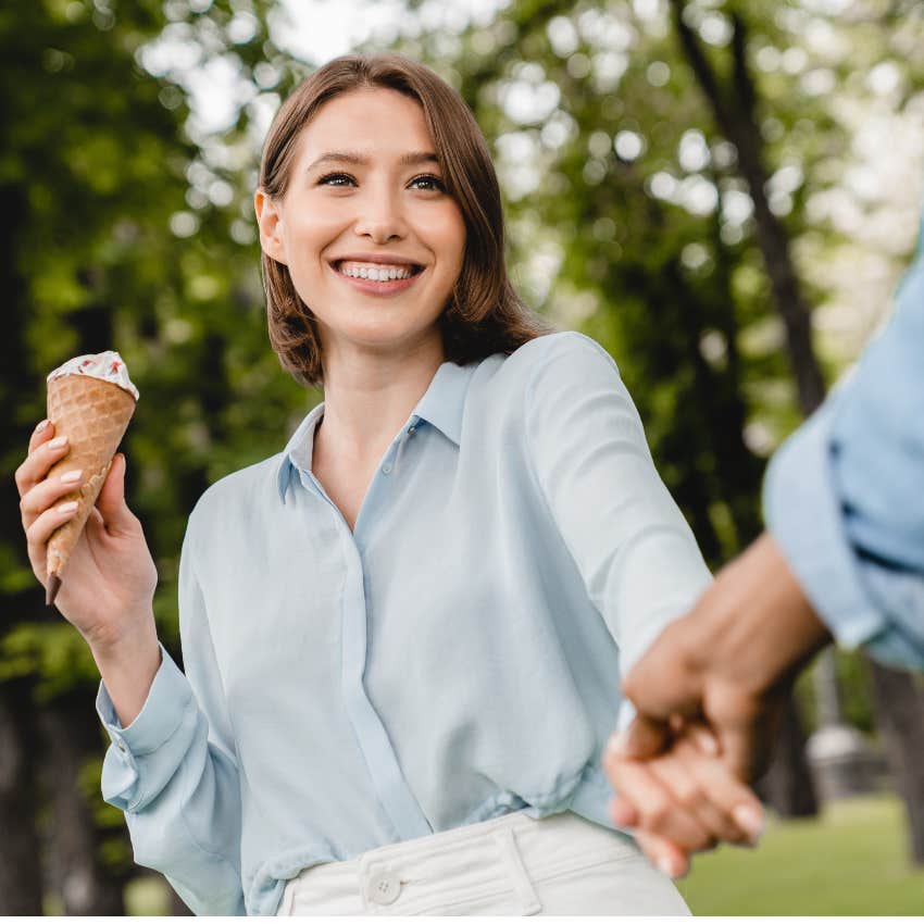 gen x woman dating in person with a man