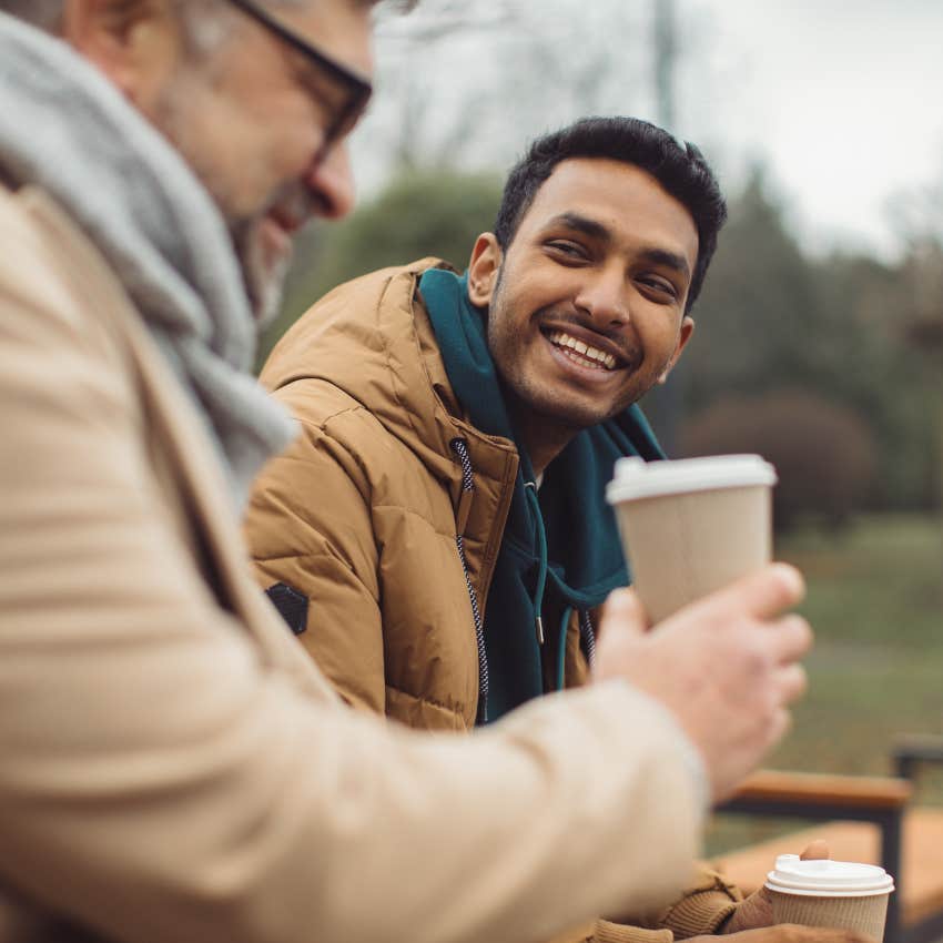 man says "I really enjoy talking to you" to his friend during casual conversation