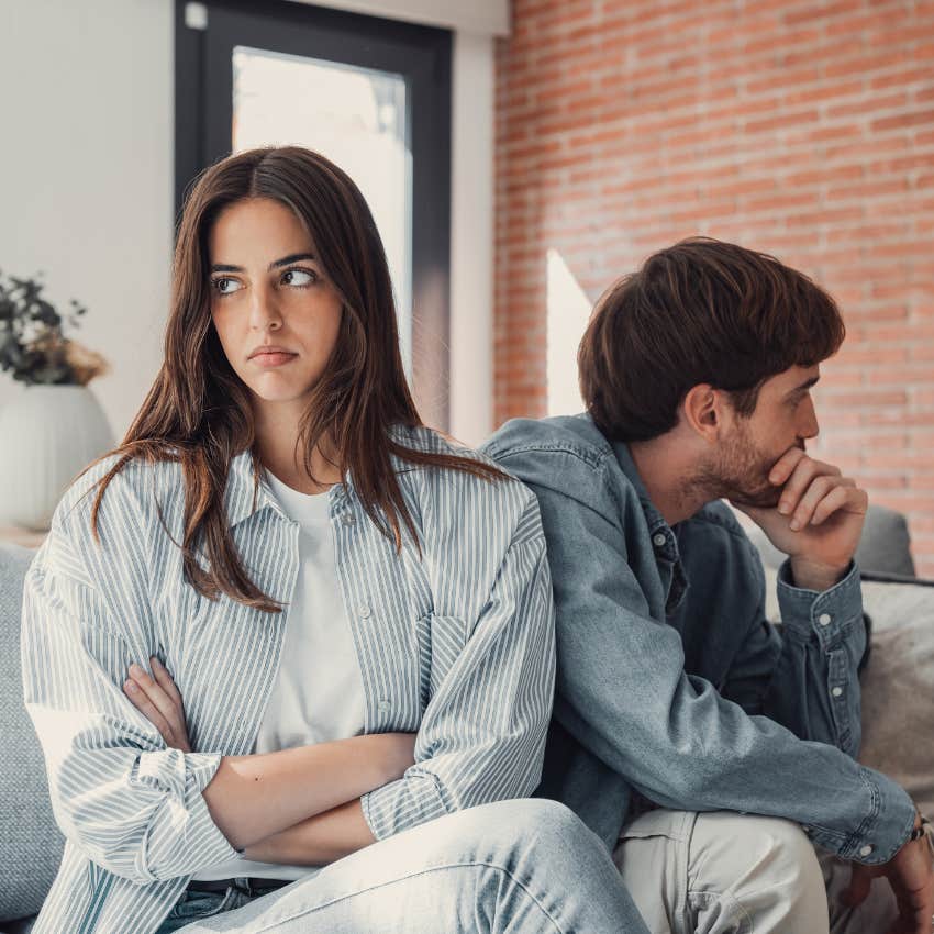 resentful woman turned away from her partner
