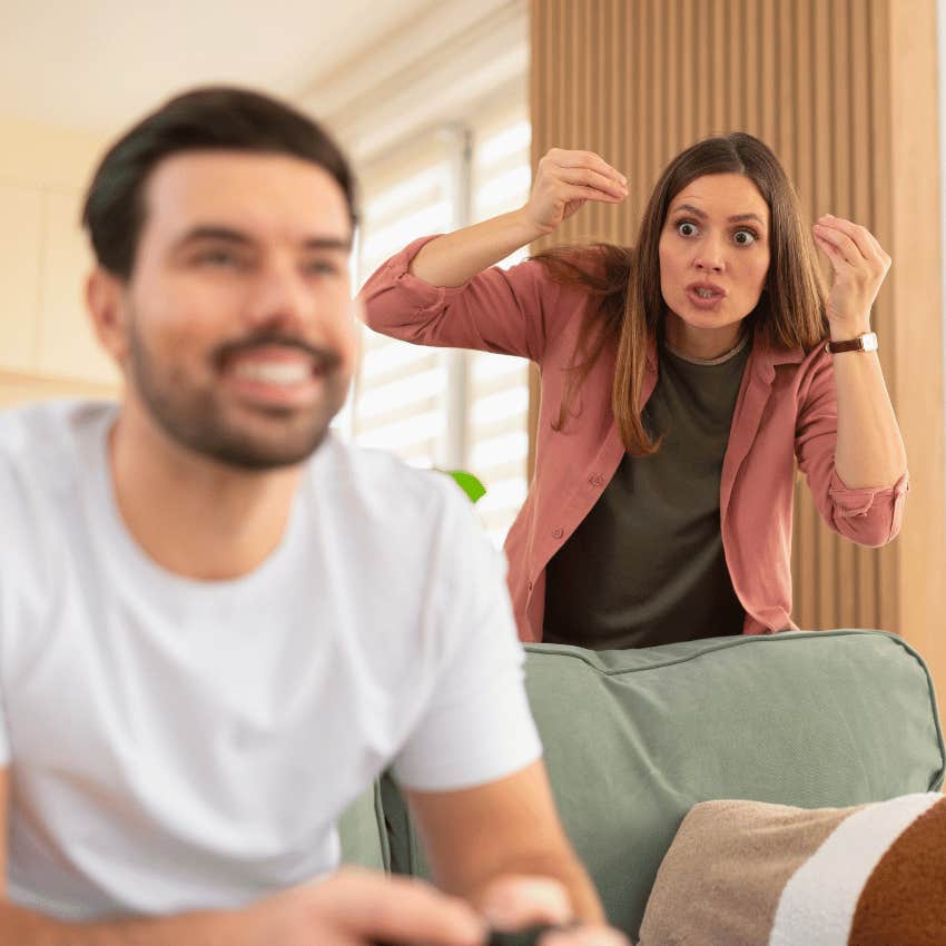 woman annoyed with immature man