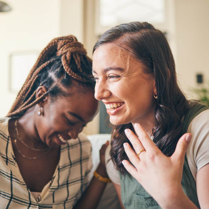 trustworthy friends laughing together