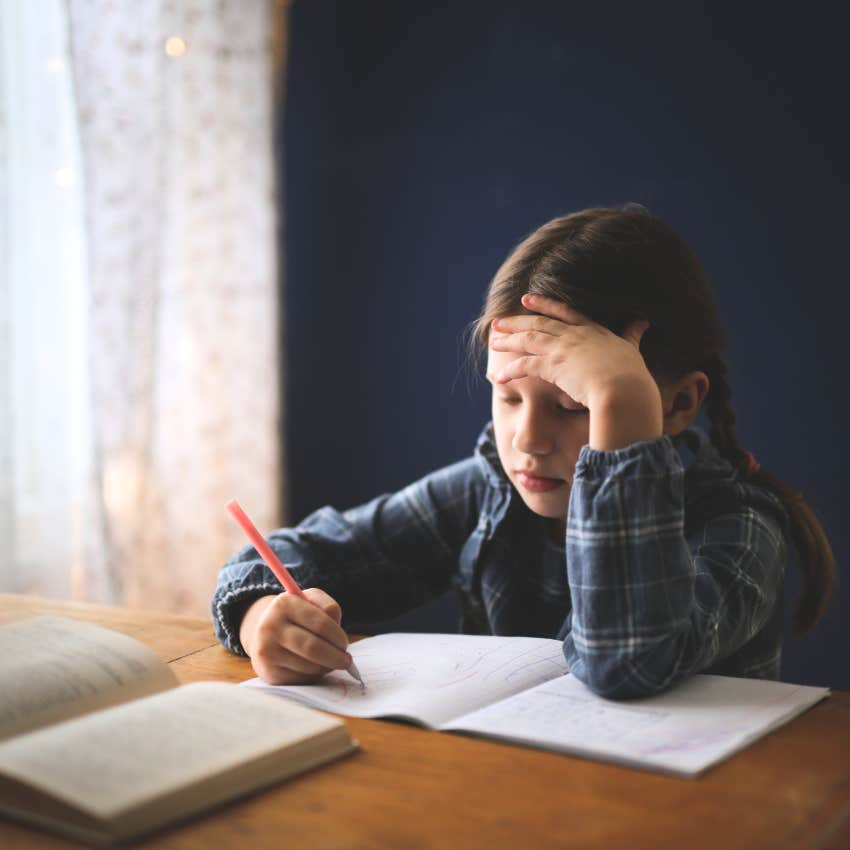 little girl doing mental math without a calculator