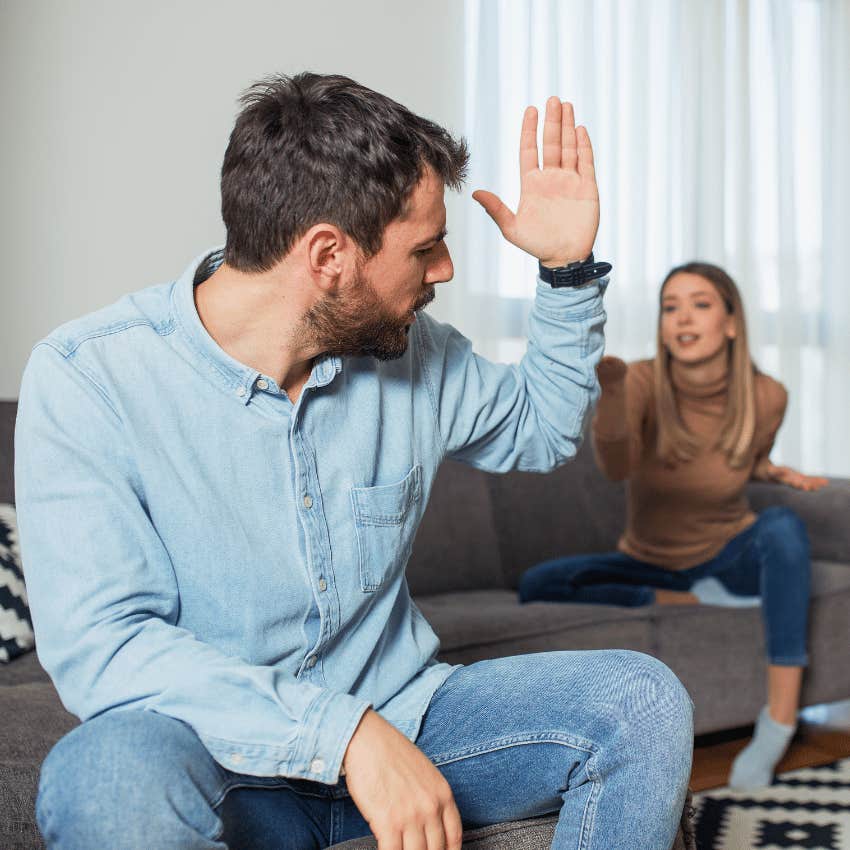 Unhappy couple arguing about intimacy due to him being unfaithful 